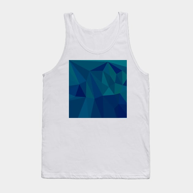 Medium Teal Blue Abstract Low Polygon Background Tank Top by retrovectors